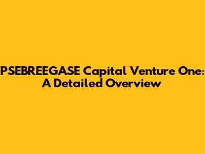 PSEBREEGASE Capital Venture One: A Detailed Overview