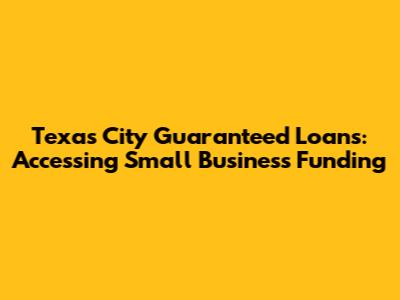 Texas City Guaranteed Loans: Accessing Small Business Funding
